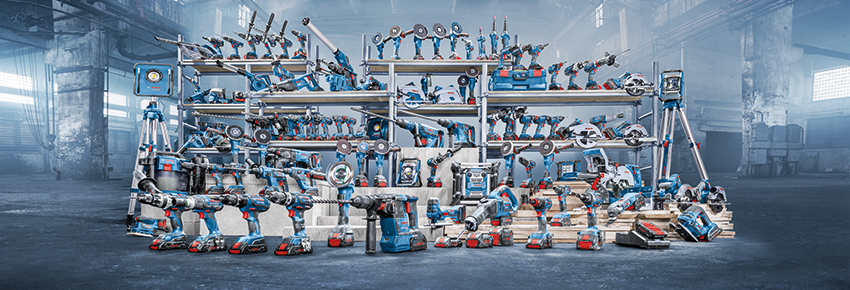 Austellung der Bosch Akku-Geräte