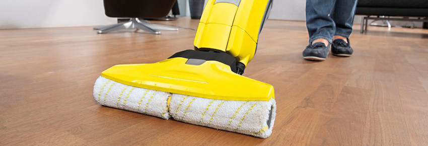 Hartbodenreiniger auf Hozboden.