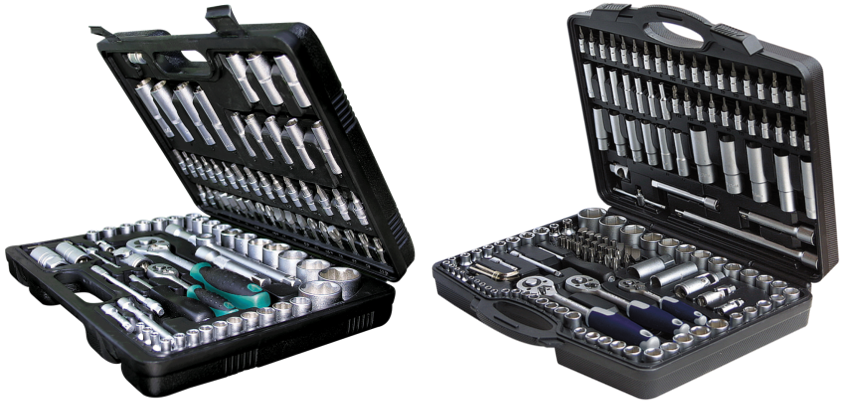 Werkzeugkoffer mit Steckschlüsselsatz und Schrauben