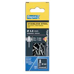 1267456 - Blindniete rostfrei DM4,8x10mm inkl. Bohrer, 50Stk. Schachtel
