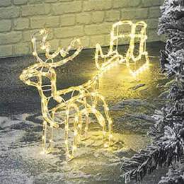 1315221 - LED Rentier mit Schlitten warmwei&szlig;