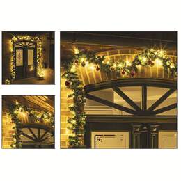 1315243 - Tannengirlande gr&uuml;n m. LEDs u. Kugeln