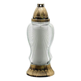 1320053 - Glas-Grablampe Engel wei&szlig; DM 11,5cm H 29cm m. Einsatz