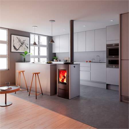 1318458 - Kaminofen Ellmau Cook easy wei&szlig; m.Glaskeramik-Kochplatte