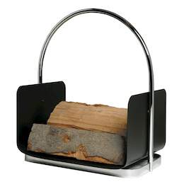 1132342 - Holzkorb schwarz beschichtet m. Chromb&uuml;gel