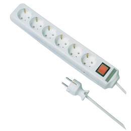 1064772 - Steckdosenleiste 6-fach wei&szlig; m. beleuchtetem Schalter