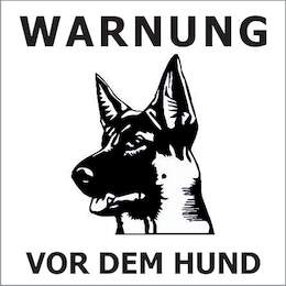 1201840 - T&uuml;rschild selbstkl.75x75mm silbermatt,scharf.Hund,1Stk.