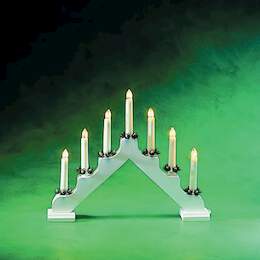 1036697 - Holzleuchter wei&szlig; lackiert 7 klare Birnen, innen