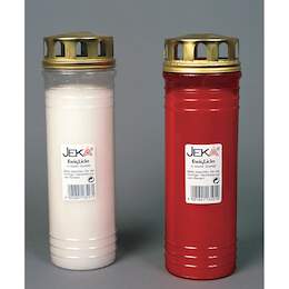 1012438 - Grablicht m. Thermo-Golddeckel wei&szlig; DM 7,5cm H 23cm