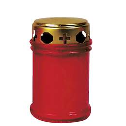 1041140 - Grablicht Nr. 2 m. Golddeckel rot DM 6cm H 9,5cm