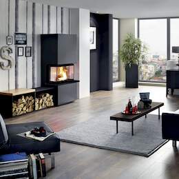 1250475 - Kaminbausatz Osorno Stahl, schwarz, 3-seitig