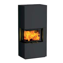 1250483 - Kaminbausatz Osorno L Stahl, schwarz, Scheibe links