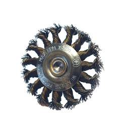 1247583 - Rundb&uuml;rste gezopft DM 75mm Schaft 6mm Stahldraht 0,50mm