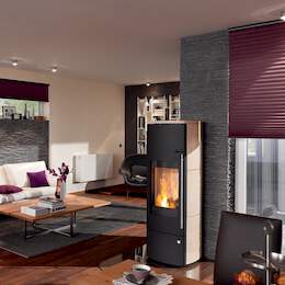 1256560 - Kaminofen Nevada Aqua Compact schwarz, Keramik caffe latte