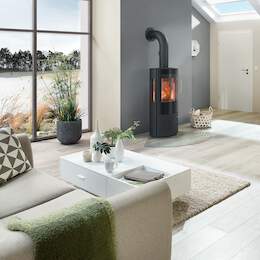 1256569 - Kaminofen Draco Glast&uuml;r Stahl schwarz