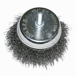 1126504 - Topfb&uuml;rste gewellt DM 75mm Schaft 6mm Stahldraht 0,30mm