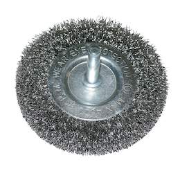 1126508 - Rundb&uuml;rste gewellt DM 75mm Schaft 6mm Stahldraht 0,30mm